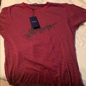 Saint Laurent Logo Red Striped Shirt